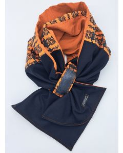 Patchworkschal Schwarz-Orange