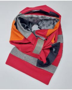 Patchworkschal Rot-Grau