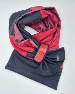 Patchworkschal Rot-Schwarz Fischgrat